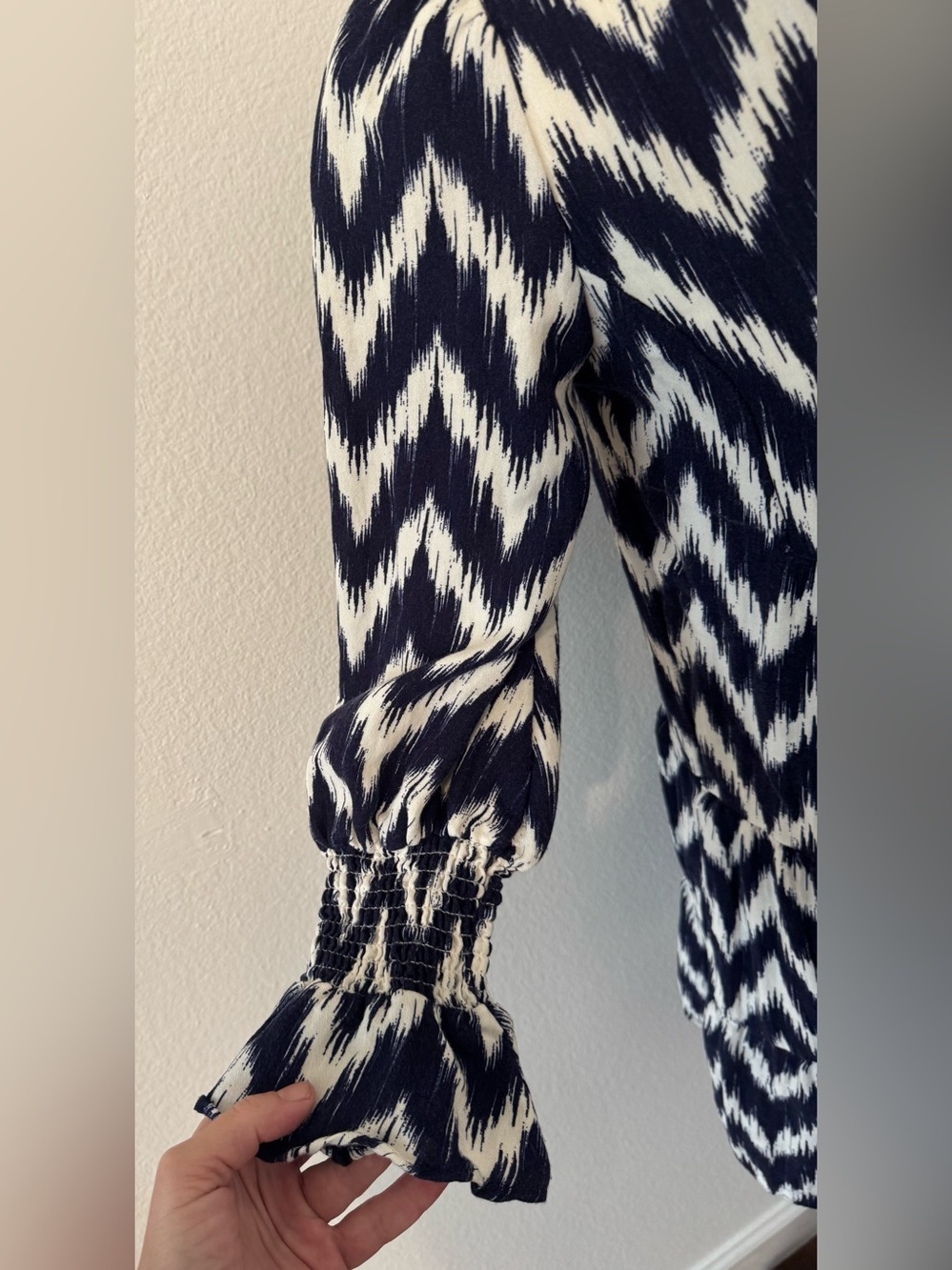 Tuckernuck Pomander Place Navy Ikat Kenzo Dress Empire Waist Swing Tiered XS - Picture 5 of 13